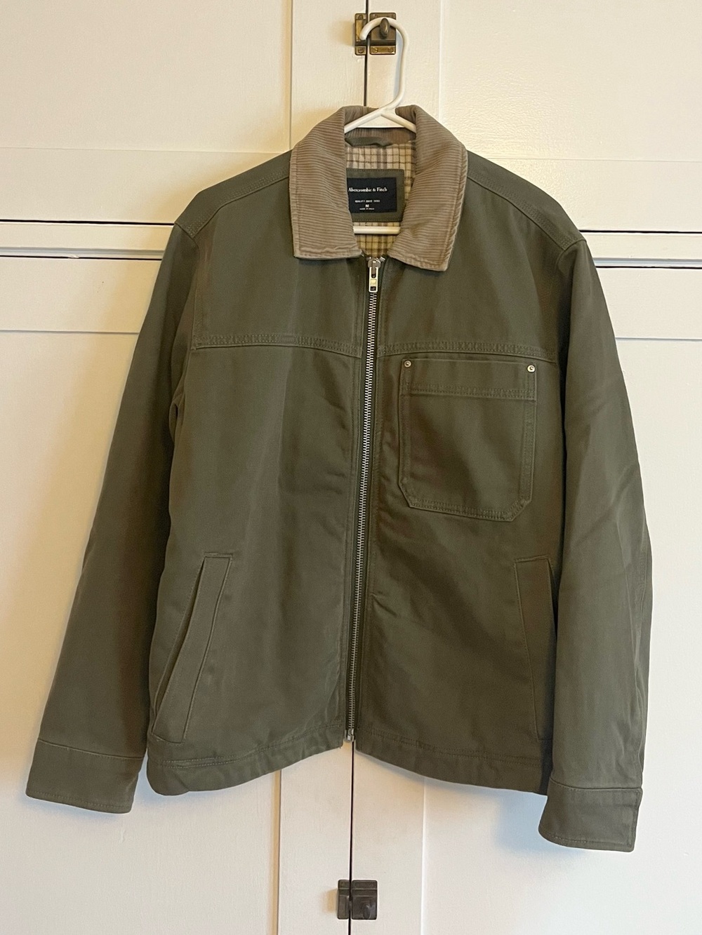 NWT Abercrombie & Fitch Olive Canvas Lined Jacket